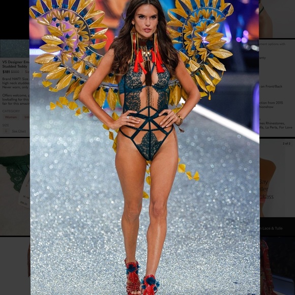 ! SOLD !NWT Victoria’s Secret Fashion Show Emerald Green Strappy Studded Teddy!! - Picture 8 of 8